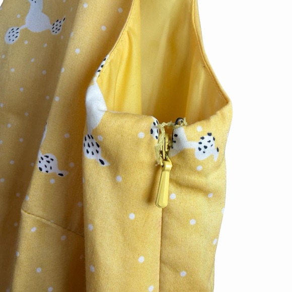 Y2K Liz Claiborne Yellow Poodle Print Cotton Dress Size 6 Novelty Retro Kitschy - Picture 11 of 16